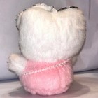 Kawaii Cat Plush Keychain Baby Pink Top W White Tweed Bow   Purse Charm 4 