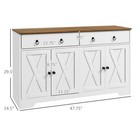 Kitchen Storage Sideboard  Buffet Cabinet With Barn Doors  White