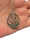 925 Sterling Silver Tree Of Life Oval Pendant W figaro Chain necklace 6 8g 18 