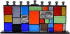 Ner Mitzvah Glass Hanukkah Menorah-wall Of Unity Multicolored Chanukah