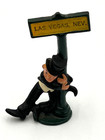 Vintage Cast Metal Drunk Hobo Figurine Las Vegas Souvenir Leaning Pole Opener