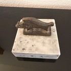 Wild Boar Sculpture Bronze    On Marble Small Made In Greece Trinket Decor Heavy