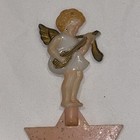 1 Vintage Japan Celluloid Mica Glitter Christmas Angel And Pink Star Ornaments