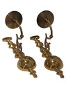 Vintage Set Of 2 Mid Century Solid Brass Wall Candle Sconces 13  X 7  X  3 