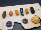      Antique Genuine Bakelite Buttons Mix Colors Sizes Barrel On Display Paper     