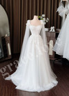 Romantic Wedding Dresses With Cape Lace Flower Spaghetti Strap Bridal Gown