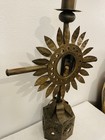 Vintage Unique Find Mexican Tin Candelabra   Mirrored Monstrance