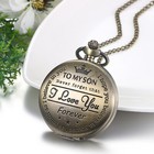 Bronze  to My Son I Love You Forever  Quartz Pocket Watch Necklace For Mens Boys