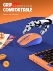 Blue Orange Dual Mode Bluetooth Wireless Mouse Rechargeable Quiet Click