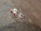 Native American Sterling Silver   Coral Micro Dot Stud Post Earrings By Chee