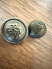 Vintage Brass Metal Buttons Set 8 Rope Edge Crest Relief 2 Large 6 Small Sewing