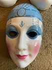 Vintage Porcelain Painted Mardi Gras Mask Wall Decor Carnival Masquerade    read   