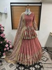 Reception Wear Faux Georgette Top Lehenga With Heavy Dupatta For Women