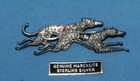 Vintage Marcasite Sterling Silver   Enamel Greyhound Racing Brooch