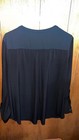 Women s Black Polyester spandex V-neck Lace-up Grommet Roll Tab Blouse