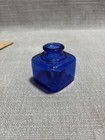 Vintage Blue Glass Ink Bottle Square Cobalt Desk Inkwell Small Decor Collectible