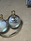 Chanel 2pc Iridescent  White Hue Balls Gold Tone  Cc Logo Buttons 15 Mm Lot 2 Pc