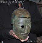 Ancient China Dynasty Bronze Ware Made Generals Crash Helmet Casque Hat Statue
