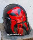 Mandalorian Steel Helmet Star Wars Boba Fett Black   Red Series War Prop Replica