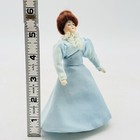 Dollhouse Miniature Artisan Porcelain Doll In Blue Victorian Lace Dress 6    Tall