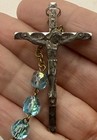 Vintage Catholic Religious Blue Rosary Mother Mary Charm Crucifix Italy