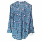 Women Long Sleeves Shirt Floral Green Top Flower Printed Tunic Light Blouse