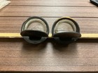 Pair Antique Cast Iron Special Wood School Desk Ink Well   Glass Insert  4