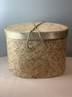 Vintage Oval Cloth Sewing Storage Box Full Of Sewing Items 