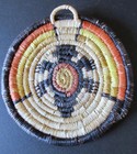 Sm Hopi Coiled Basketry Plaque -  With Turtle Design   5 Colors - Angie Pablo