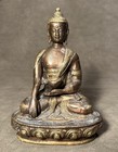 Vintage Antique Brass Bronze Finish Seated Laos Thai  Buddha Statue Lotus Pose