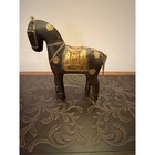 Vintage Mid 20th Century Brass  Copper  Hand-carved Wooden Horse  Indian Crafted