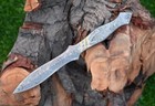 Custom Handmade Damascus Steel Fix Blade Double Edge Dagger Boot Knife Full Tang
