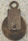 Antique Wood Barn Pulley For Block And Tackle With Iron Hardware