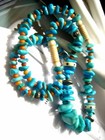 Native American Necklace With Chunky Turquoise Nugget Beads  Bone And Coral