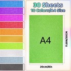 30 Sheets Glitter Cardstock  10 Colors Self-adhesive Glitter Paper  Premium C   