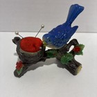 Vintage Plastic Bluebird Pin Cushion Nest Flowers Pin Cushion
