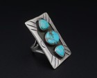 Sterling Silver Turquoise Ring Size 7 Southwestern Native American Rs3518