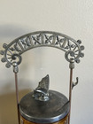 Antique Amber Glass Pickle Castor Boston Silver Butterfly Lid