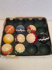Antique Rare Zig Zag Clay Billiard Pool Balls 9 Balls Not A Set