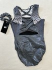 New Gk Elite Gymnastics Leotard Rhinestone Bling Titanium Tank Grey Usa Size  Cl