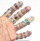 1000pcs Lot Moonstone   Mix Gemstone Rings 925 Silver Plated Jewelry For Woman