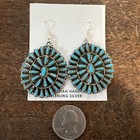 Cluster Earrings Native American Navajo Turquoise Dangle Stunning Jeff B Zuni  f