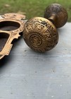 Antique Mallory Wheeler Brass Bronze Door Knob Set With Door Plate