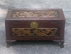 Vtg Large Chinese Carved Dragon   Phoenix Design Camphor Wood Chest Trunk  27 5   