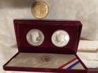 1983  1984 Olympic  Silver Dollar Proof Two-coin Set And Commemorative Coin