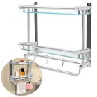 2 Tier Bathroom Shelf W  Hooks Bathroom Hotel Wall Mounted Towel Rack Organizer