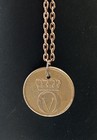 1960   s Norwegian 2 Ore Vintage Coin Pendant - Black Grouse - Bird Necklace