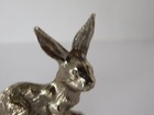 Vtg Pewter Bunny Rabbit Miniature Figurine Easter Diorama Dollhouse Shiny Metal