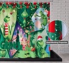 Christmas Grinch Shower Curtain Bathroom Rug Set Non-slip Bath Mat Toilet Cover