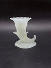 Vintage Antique 6  French Opaline Opaque Art Glass Cornucopia Pedestal Vase